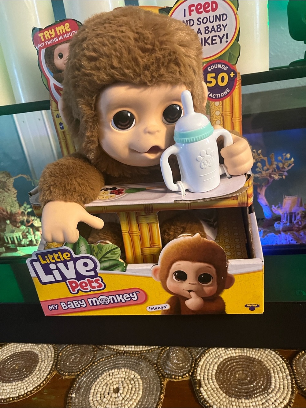My Baby Monkey Plush Toy - Brown with Blue Bottle